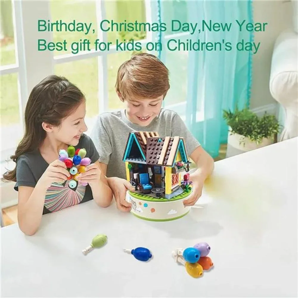Music Box Set House Flowers Balloon Friends for Kids 8-14 Yrs, Building Blocks